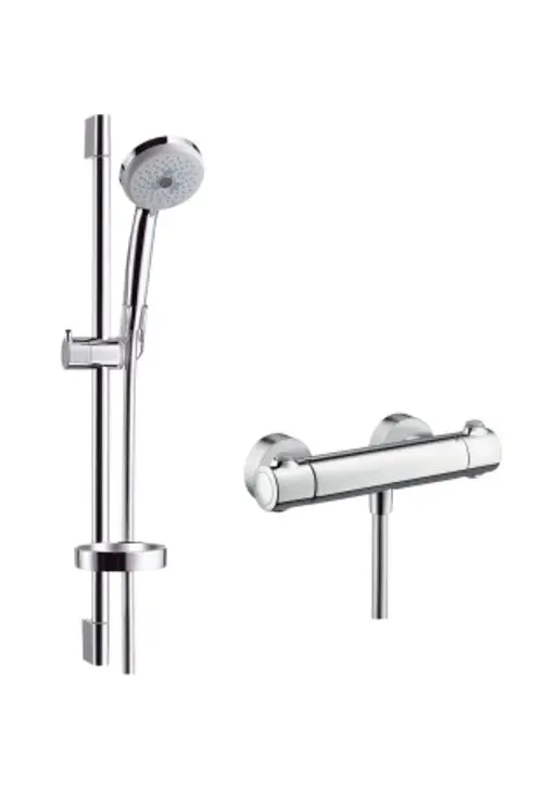 hansgrohe Croma 100 Brausesystem Aufputz Multi mit Ecostat Comfort Thermostat und Brausestange 65 cm Chrom, 27086000, Artikel in Kategorie